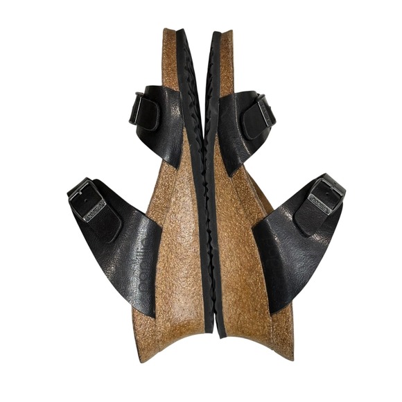 Birkenstock Papillio Dorothy Wedge Sandals 10-10.5 Black Birko Flor Comfort Shoe - Picture 7 of 14